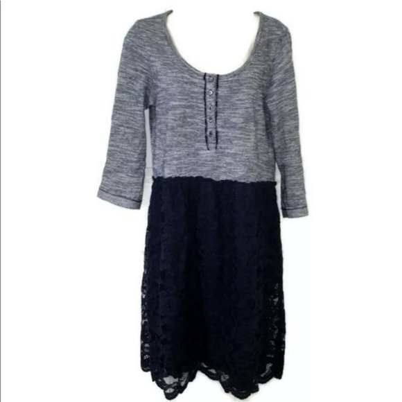 Anthropologie Lilka Marya Lace Navy Striped Dress - Picture 3 of 6
